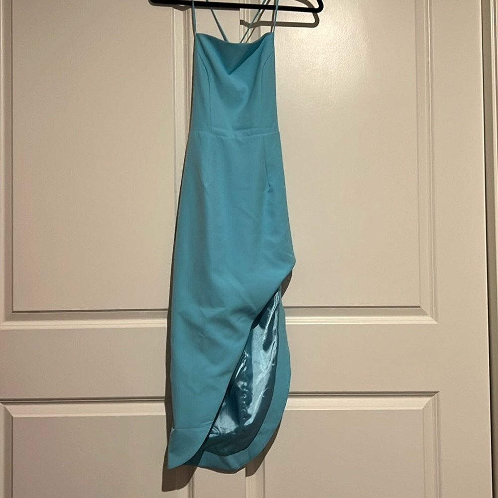 Bardot blue midi slit dress